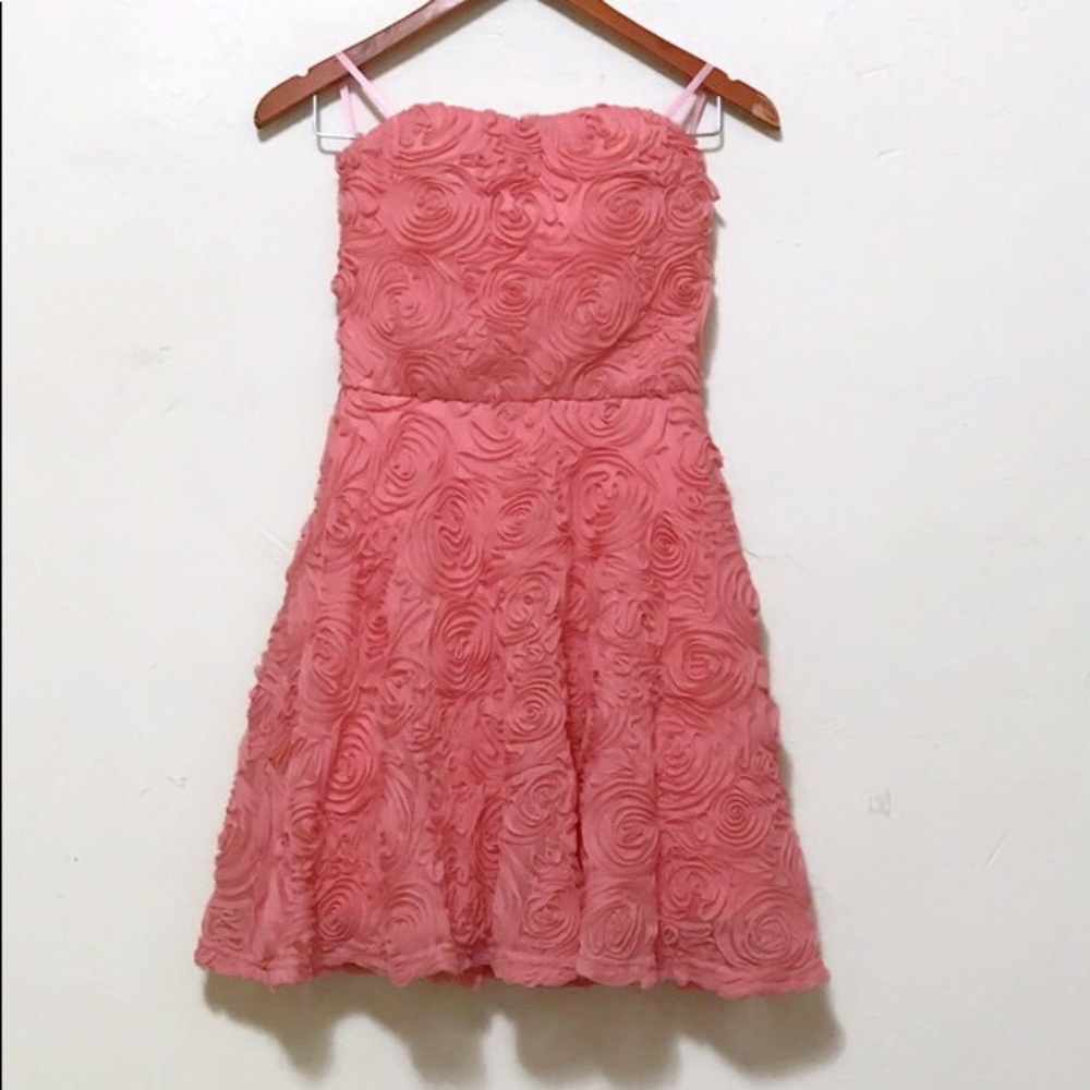 Delia*s rose pink chiffon strapless a line dress